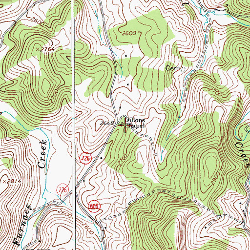 Topographic Map of Dillons Chapel, VA