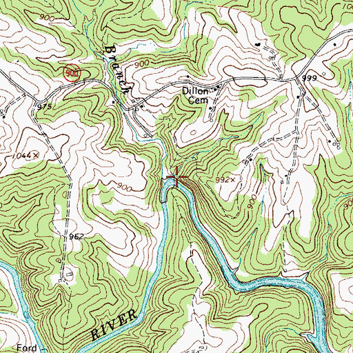 Topographic Map of Dillons Mill Branch, VA