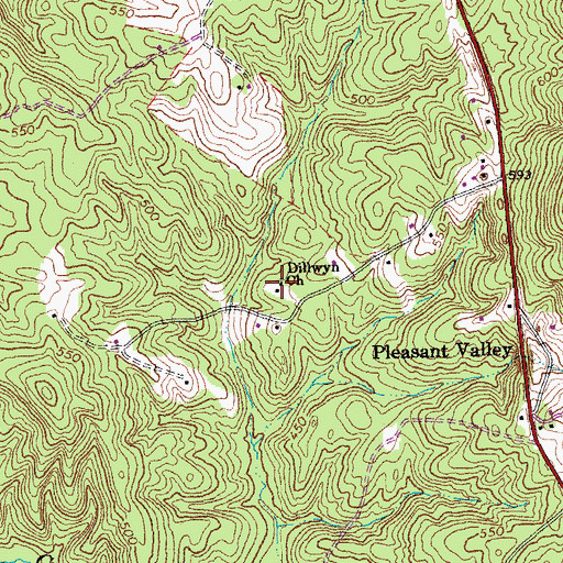Topographic Map of Dillwyn Church, VA