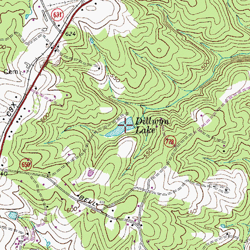 Topographic Map of Dillwyn Lake, VA