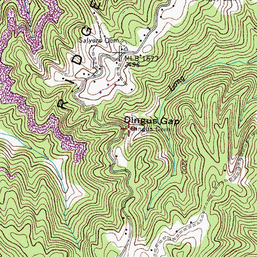 Topographic Map of Dingus Cemetery, VA