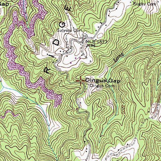 Topographic Map of Dingus Gap, VA