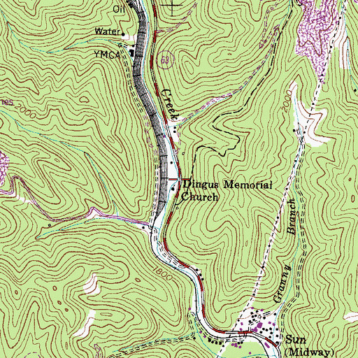 Topographic Map of Dingus Memorial Church, VA