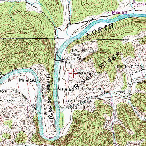 Topographic Map of Dinsmore Cemetery, VA