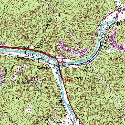 Topographic Map of Dismal Creek, VA