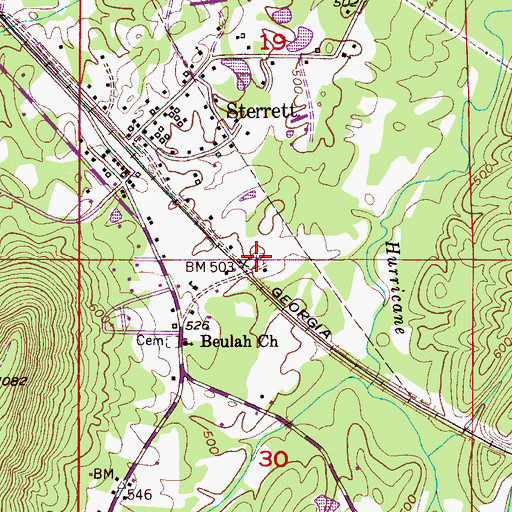 Topographic Map of Sterrett Cemetery, AL
