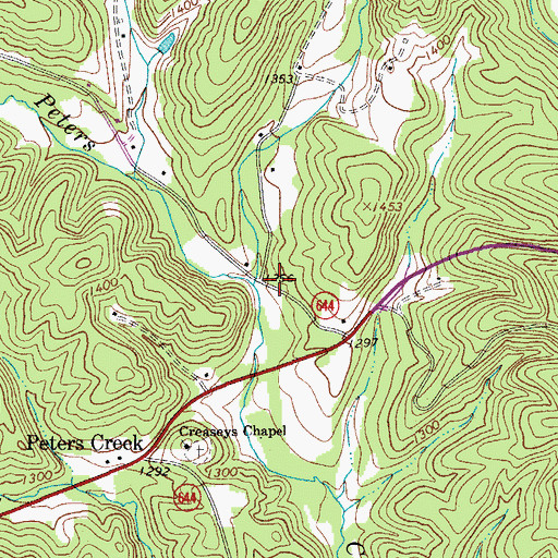 Topographic Map of Ditch Creek, VA