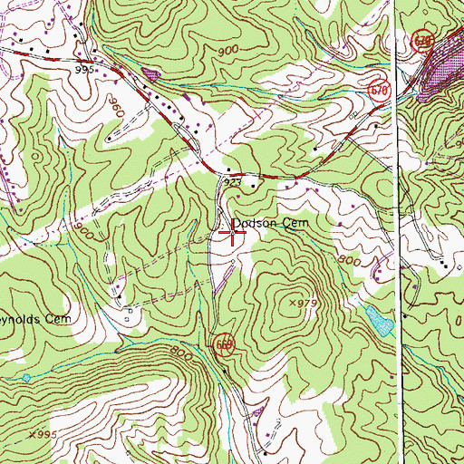 Topographic Map of Dodson Cemetery, VA