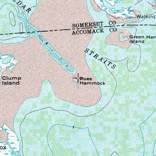 Topographic Map of Does Hammock, VA
