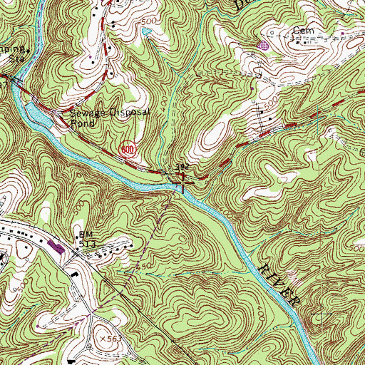 Topographic Map of Dog Creek, VA