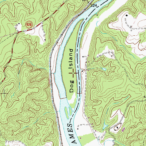 Topographic Map of Dog Island, VA