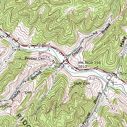 Topographic Map of Dogpen Branch, VA