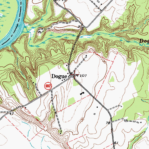Topographic Map of Dogue, VA