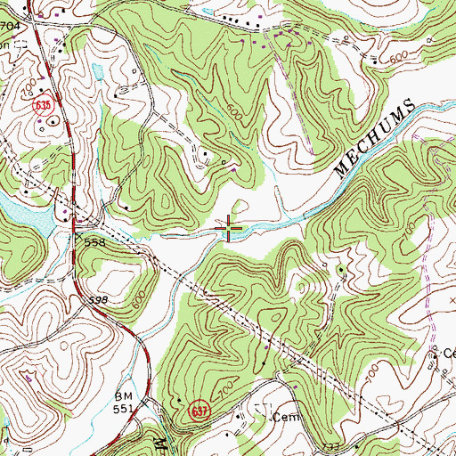 Topographic Map of Dollins Creek, VA