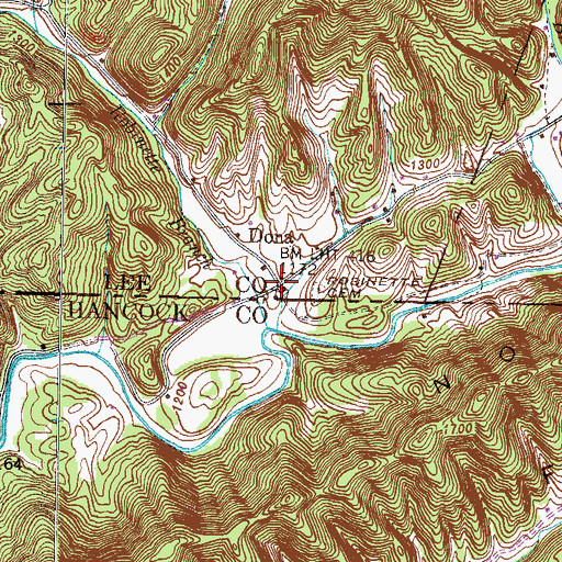 Topographic Map of Dona, VA