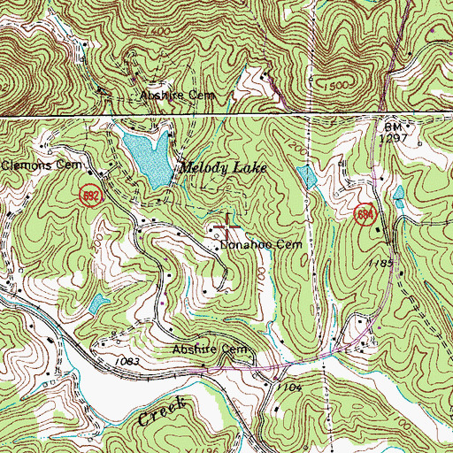 Topographic Map of Donahoo Cemetery, VA