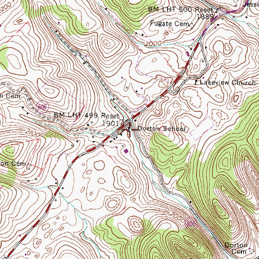 Topographic Map of Dorton School, VA