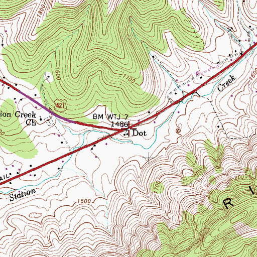 Topographic Map of Dot, VA