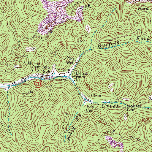 Topographic Map of Dotson Cemetery, VA