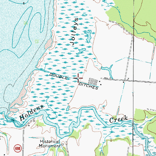 Topographic Map of Double Ditches, VA