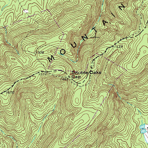 Topographic Map of Double Oaks Gap, VA