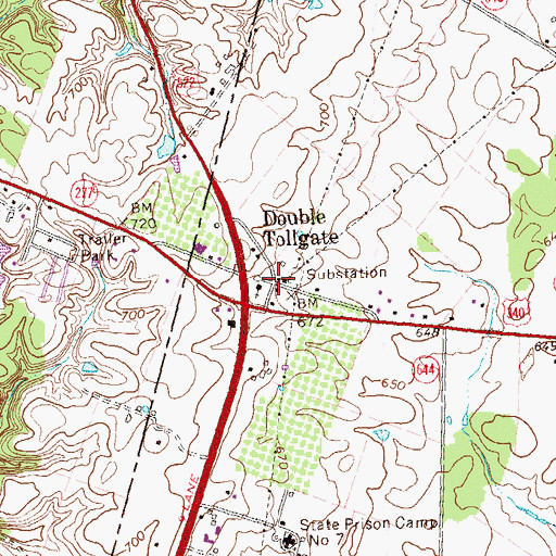 Topographic Map of Double Tollgate, VA