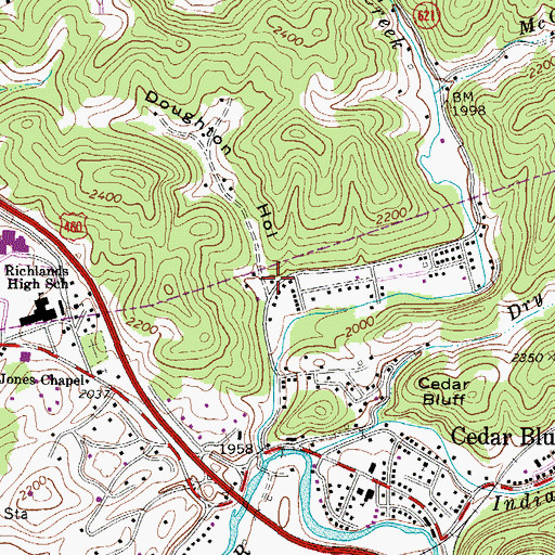 Topographic Map of Doughton Hollow, VA