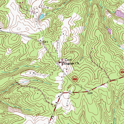 Topographic Map of Douglas Church, VA