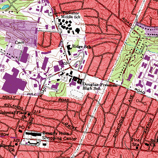 Topographic Map of Douglas S Freeman High School, VA