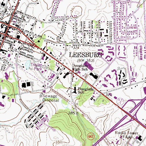 Topographic Map of Douglass High School, VA