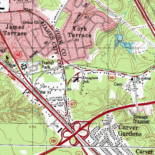 Topographic Map of Magruder Middle School, VA