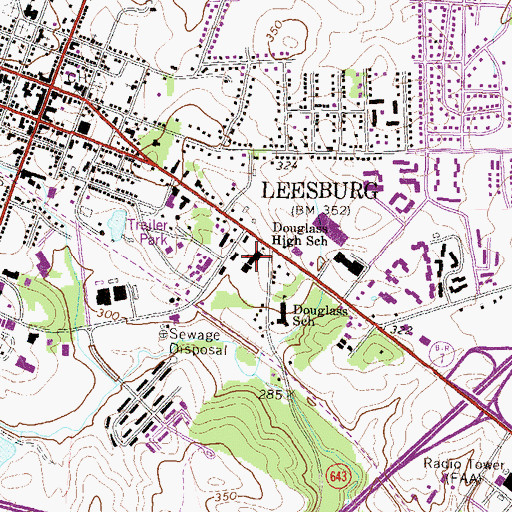 Topographic Map of Douglass School, VA