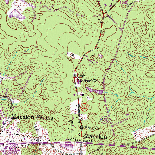 Topographic Map of Dover Church, VA
