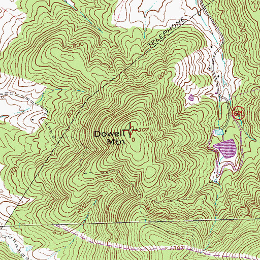 Topographic Map of Dowell Mountain, VA