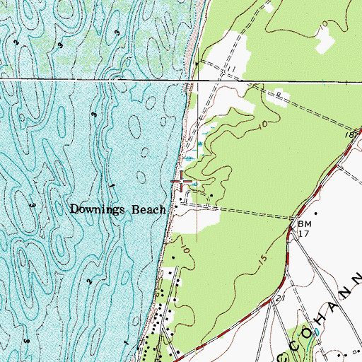 Topographic Map of Downings Beach, VA