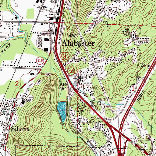 Topographic Map of Thompson Middle School, AL