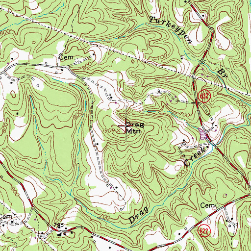 Topographic Map of Drag Mountain, VA