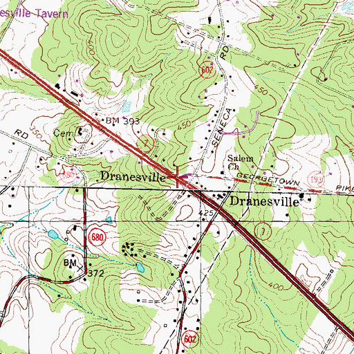 Topographic Map of Dranesville, VA