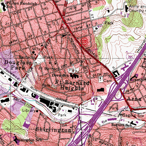 Topographic Map of Drew Model School, VA