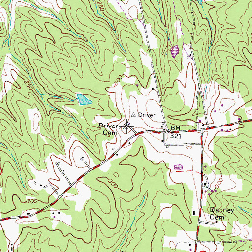 Topographic Map of Drivers Cemetery, VA