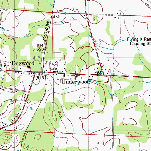 Topographic Map of Underwood, AL