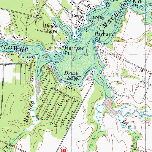 Topographic Map of Drum Bay, VA