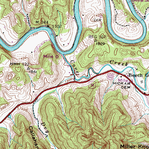 Topographic Map of Dry Branch, VA