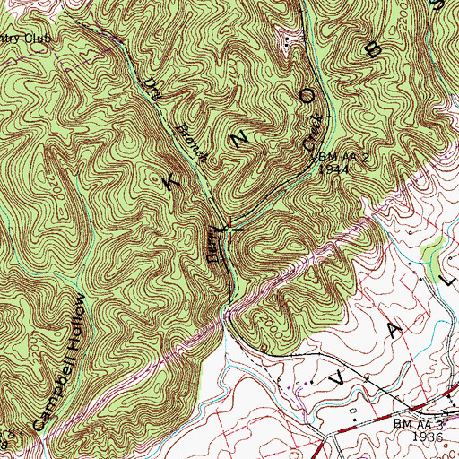 Topographic Map of Dry Branch, VA
