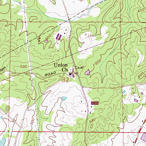 Topographic Map of Union Cemetery, AL