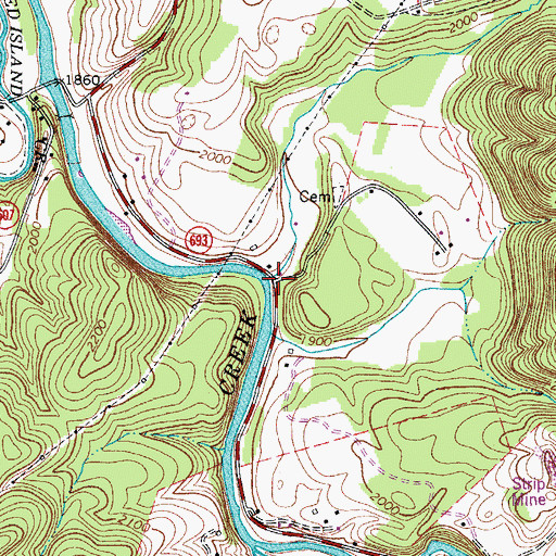 Topographic Map of Dry Branch, VA