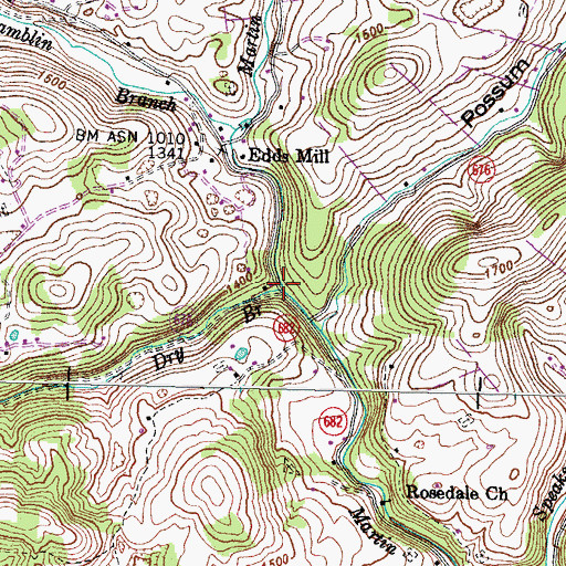 Topographic Map of Dry Branch, VA