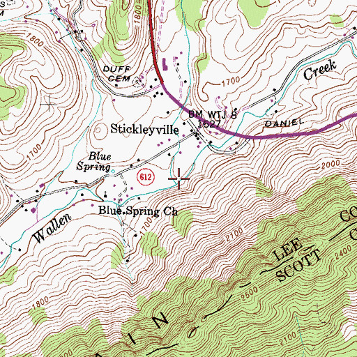 Topographic Map of Dry Creek, VA