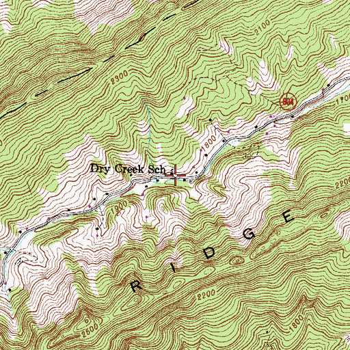 Topographic Map of Dry Creek School, VA