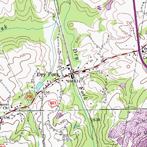 Topographic Map of Dry Fork, VA
